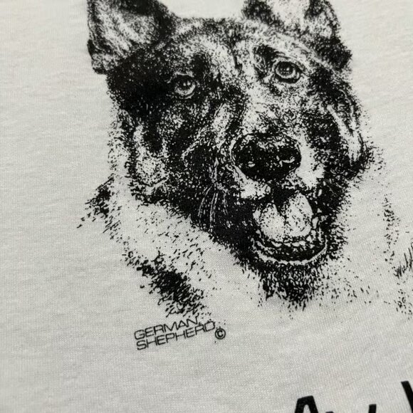 VTG German Shepherd T Shirt White Long Sleeve 90s "I Love My Human" Dog Puppy M - Picture 4 of 4